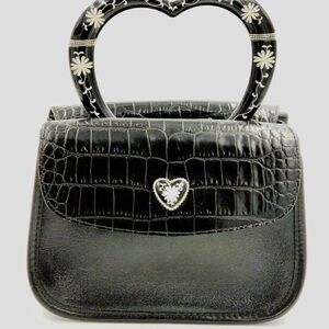Brighton Heart Elegant Black Croc-Embossed Handbag